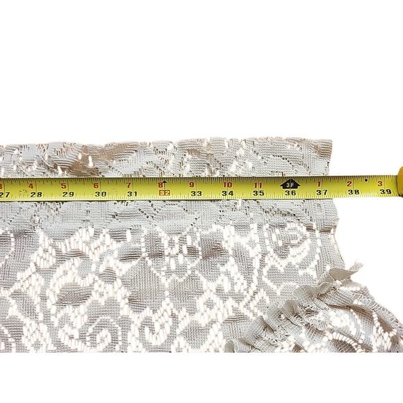 Elegant Beige Lace Swag Style Valance 2 Panels Romantic Floral Design 37x33 in - Picture 4 of 8